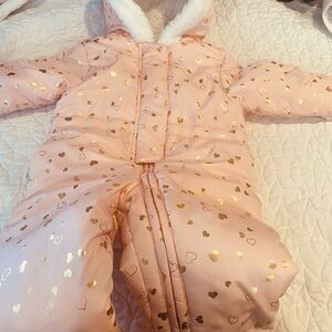The Children's Place Pink Heart Snowsuit